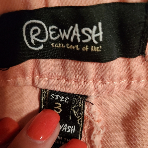 Women's Rewash Pink Acid Wash Studded Denim Shorts - Picture 7 of 8